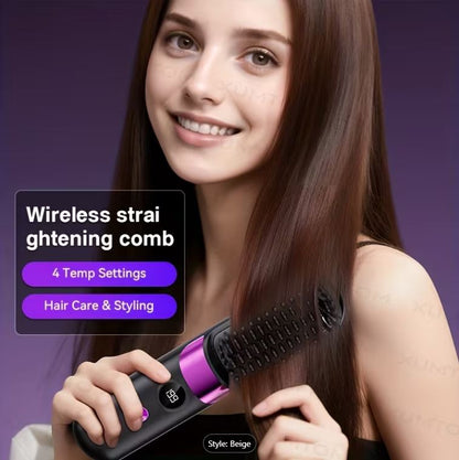 Multifunctional Hair Straightener Brush & Curling Iron