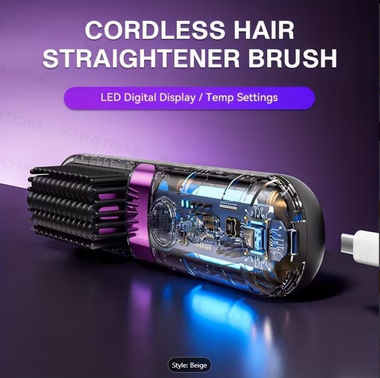Multifunctional Hair Straightener Brush & Curling Iron